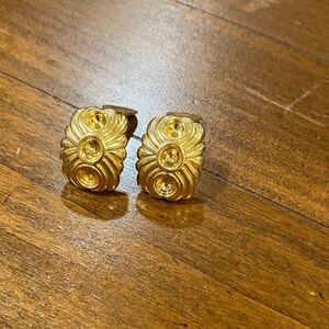 Gold Plated Heavy Vintage Clip-On Earrings